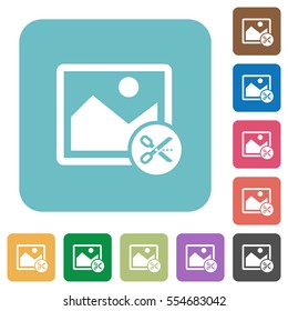Cut image white flat icons on color rounded square backgrounds