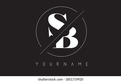 Cut and Intersected SB S B Letters Logo with Round Frame Design Vector Illustration.