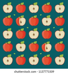 Cut into pieces red apple background pattern.
