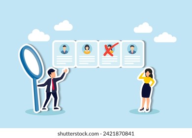 Cut jobs, axe staff, fire workers, job loss in recession, dismiss redundant staff. concept, businessman HR choose redundancy employee.