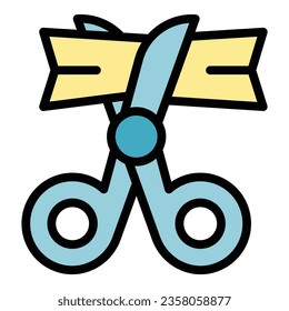 Cut key point icon outline vector. Top list. Business word color flat