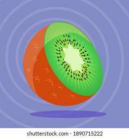 cut kiwi on purple background