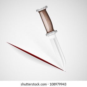 Cut a knife on a paper. Eps 10