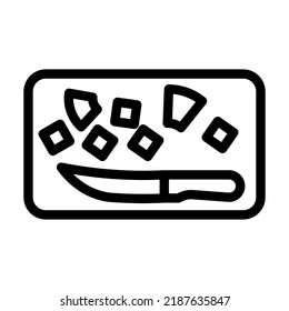 cut knife pineapple line icon vector. cut knife pineapple sign. isolated contour symbol black illustration