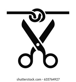 Cut a knot. Scissors icon. Vector illustration.