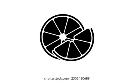 cut lemon, black isolated silhouette
