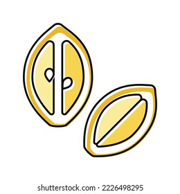 cut lemon color icon vector. cut lemon sign. isolated symbol illustration