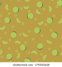 The cut limes and geometric shapes. Vector illustration texture seamless.Seamless patterns. Eps 10.