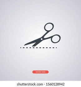 Cut line icon on a white background. Vector illustration.