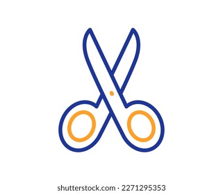 Cut line icon. Tailor, hairdresser or barber scissors sign. Shears symbol. Colorful thin line outline concept. Linear style cut icon. Editable stroke. Vector