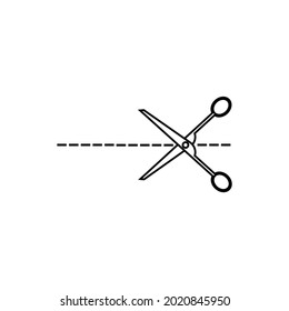 cut line of scissor icon. isolated on white background. vector illustration.
