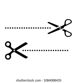 Cut line scissors vector icon isolated on white background