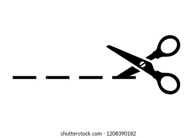 Cut line scissors vector icon isolated on white background