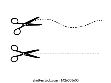 Cut line scissors vector icon isolated on white background Scissors icon template