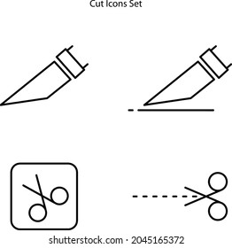 cut line set, editable strokes. easy to modify. Paper cut icon with dotted line. Vector scissors with cutting lines.