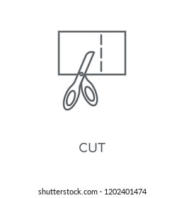 Cut linear icon. Cut concept stroke symbol design. Thin graphic elements vector illustration, outline pattern on a white background, eps 10.