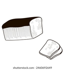 cut loaf of brown  bread and two slices of bread