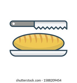 cut loaf flat color line icon 
