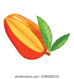 Cut mango icon cartoon vector. Fruit juice. Summer dessert