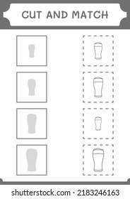 Cut and match parts of Beer, game for children. Vector illustration, printable worksheet
