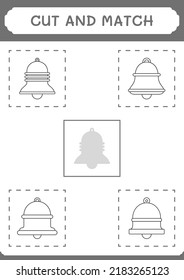 Cut and match parts of Bell, game for children. Vector illustration, printable worksheet