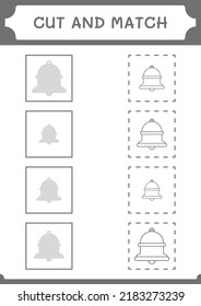 Cut and match parts of Bell, game for children. Vector illustration, printable worksheet