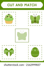 Cut and match parts of Butterfly, game for children. Vector illustration, printable worksheet