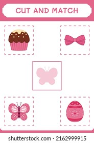 Cut and match parts of Butterfly, game for children. Vector illustration, printable worksheet