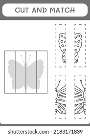 Cut and match parts of Butterfly, game for children. Vector illustration, printable worksheet