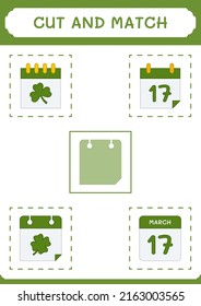 Cut and match parts of Calender, game for children. Vector illustration, printable worksheet