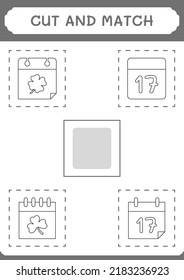 Cut and match parts of Calender, game for children. Vector illustration, printable worksheet
