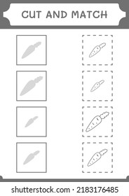 Cut and match parts of Carrot, game for children. Vector illustration, printable worksheet