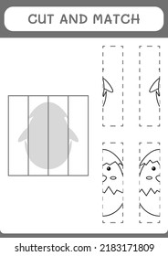 Cut and match parts of Chick, game for children. Vector illustration, printable worksheet