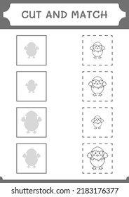 Cut and match parts of Chick, game for children. Vector illustration, printable worksheet