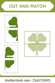 Cut and match parts of Clover, game for children. Vector illustration, printable worksheet