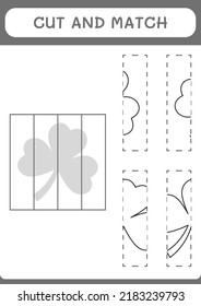 Cut and match parts of Clover, game for children. Vector illustration, printable worksheet