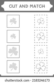 Cut and match parts of Clover, game for children. Vector illustration, printable worksheet