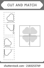 Cut and match parts of Clover, game for children. Vector illustration, printable worksheet