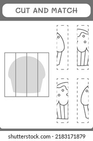 Cut and match parts of Cupcake, game for children. Vector illustration, printable worksheet