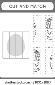 Cut and match parts of Easter egg, game for children. Vector illustration, printable worksheet