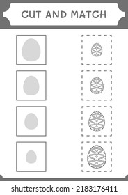 Cut and match parts of Easter egg, game for children. Vector illustration, printable worksheet
