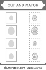 Cut and match parts of Easter egg, game for children. Vector illustration, printable worksheet