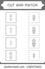 Cut and match parts of Flower, game for children. Vector illustration, printable worksheet