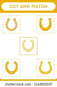 Cut and match parts of Horseshoe, game for children. Vector illustration, printable worksheet