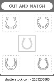 Cut and match parts of Horseshoe, game for children. Vector illustration, printable worksheet