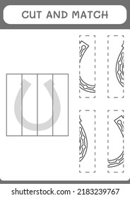 Cut and match parts of Horseshoe, game for children. Vector illustration, printable worksheet