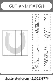 Cut and match parts of Horseshoe, game for children. Vector illustration, printable worksheet