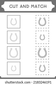 Cut and match parts of Horseshoe, game for children. Vector illustration, printable worksheet