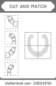 Cut and match parts of Horseshoe, game for children. Vector illustration, printable worksheet