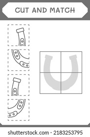 Cut and match parts of Horseshoe, game for children. Vector illustration, printable worksheet